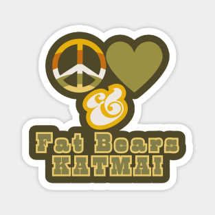 Peace Love & Fat Bears KATMAI - Groovy Retro Golden Currant Colorway Pacific Northwest Style Magnet