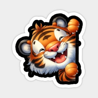 Cute Tiger Peeking around a corner Magnet