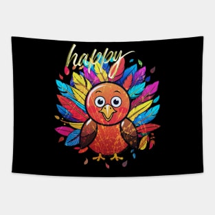 Cute Turkey Thanksgiving Vintage Splash Tapestry