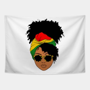 Afro Woman Headscarf Nubian Melanin Popping Black History Tapestry