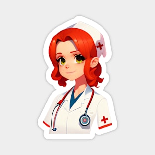 Cute nurse in cartoon style, smiling Magnet