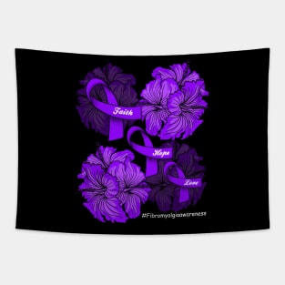 Faith Hope Love Purple Ribbon Fibromyalgia Awareness Tapestry