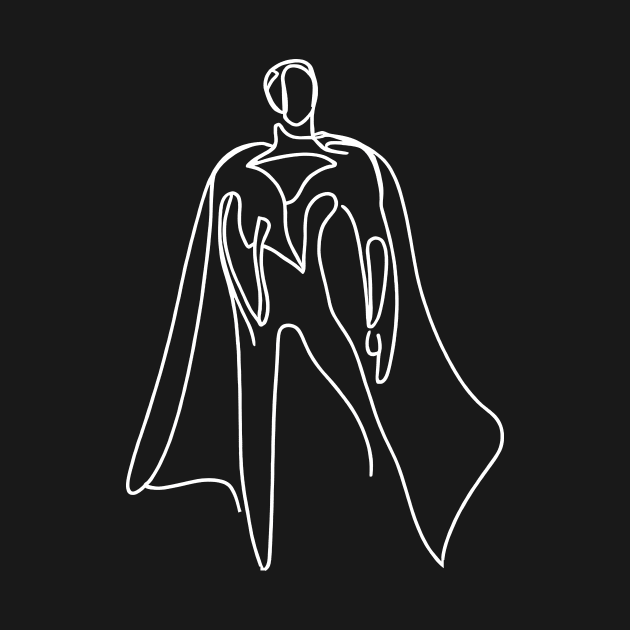 Minimalist white line art Superhero Silhouette | Character 5 by Jumitu-Art