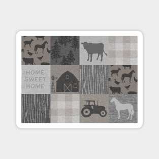 Home Sweet Home Farm Patchwork- Beige/taupe Magnet