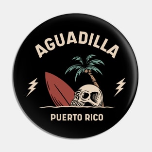 Vintage Surfing Aguadilla Puerto Rico // Retro Surf Skull Pin