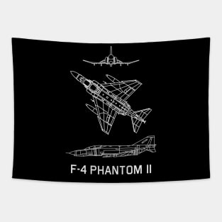 F-4 Phantom II American Jet Aircraft Fighter Bomber Plane Blueprints Tapestry