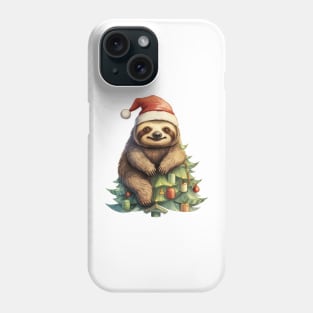 Christmas Sloth Climbing On The Pine Tree Phone Case