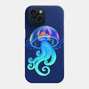 Octopus mermaid with jellyfish umbrella Phone Case