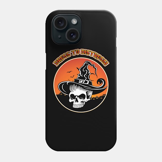 Halloween Trick Or Treat Dress To Distress Skeleton In Witch Hat Phone Case by Gothic Rose Designs