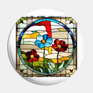 Stained Glass Window The Flowers Pin