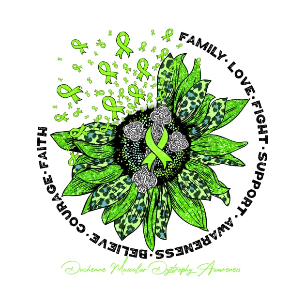 Duchenne Muscular Dystrophy Awareness - leopard sunflower cross faith love family by vamstudio