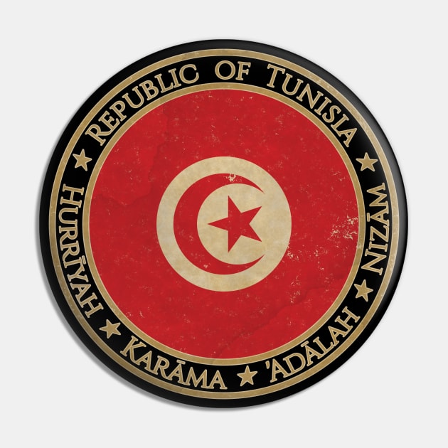 Vintage Republic of Tunisia Africa African Flag Pin by DragonXX