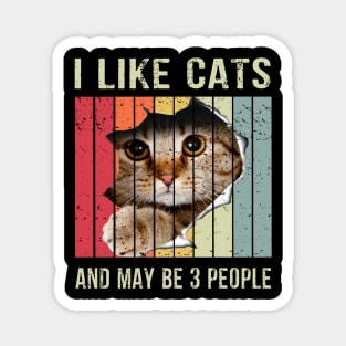 Funny Cat Design Cat Lover for Men Women Animal Introvert Cat Lover Vintage Magnet