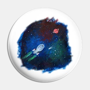 USS Voyager space painting Pin