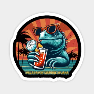 Galapagos marine iguana drinking juice and enjoying summer Magnet