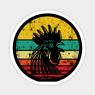 Retro Sunset Rooster Magnet