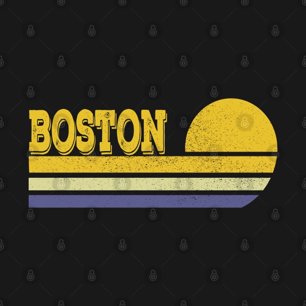 Boston Vintage Sunset Stripes Retro 70's by bougieFire