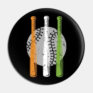 Indian Baseball Bat Ball Helmet Fan India Flag Pin