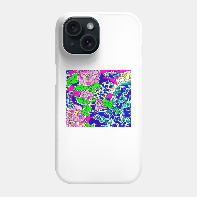 Abstract chinoiserie with pink peonies Phone Case by SophieClimaArt