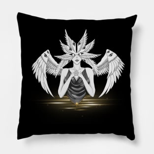 Woman seraphim with empty eyes (cloud) Pillow