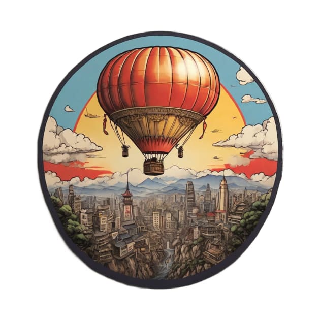 Air Balloon Sky Vintage Retro Established Wings by Flowering Away