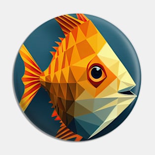 Triangle Fish - Abstract polygon animal face staring Pin