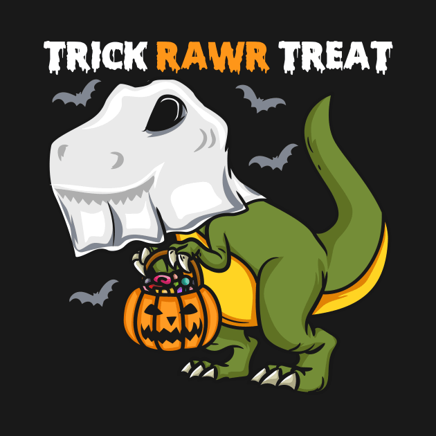 Trick RAWR Treat - Spooky Halloween Ghost Rex Gift by biNutz