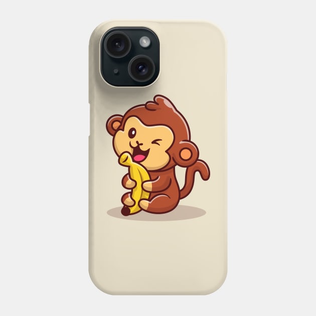 Cute Monkey Holding Banana Phone Case by Catalyst Labs