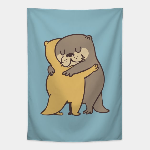 Otter Hugs Tapestry by huebucket