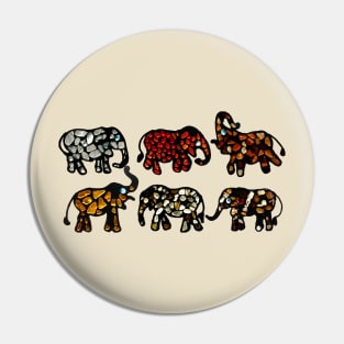 Six Stone Elephants Pin