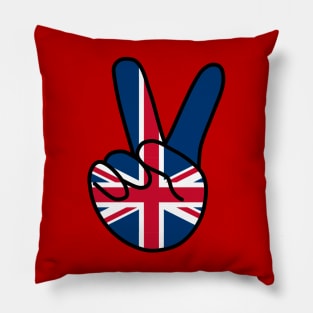 UK Flag V Sign Pillow