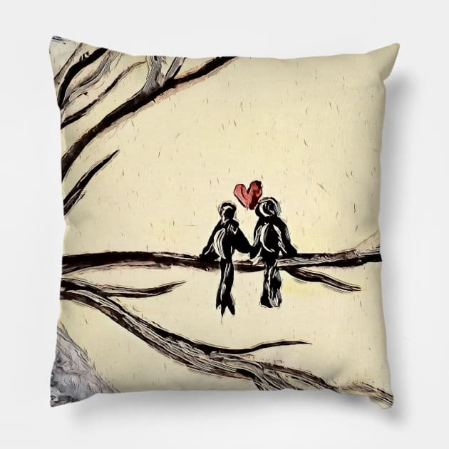 Love Birds Pillow by EloiseART