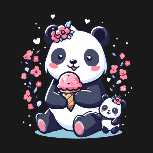 Pandas family eating ice cream T-Shirt