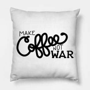 Peace, Love, and Coffee (in Black) Pillow