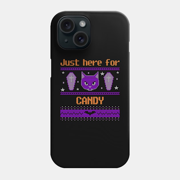 Black Cat Halloween Ugly Sweater Phone Case by Discoverit