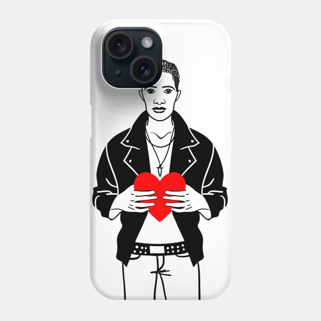 Stylish guy in a jacket with big heart Phone Case by fears
