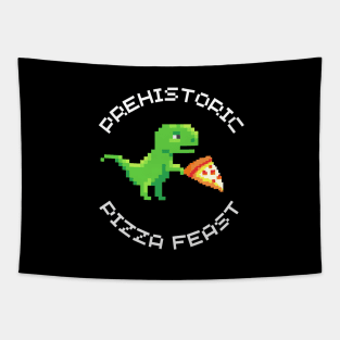 Dino Delight: Prehistoric Pizza Feast Tapestry