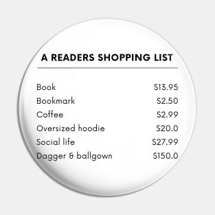 A readers shopping list Pin