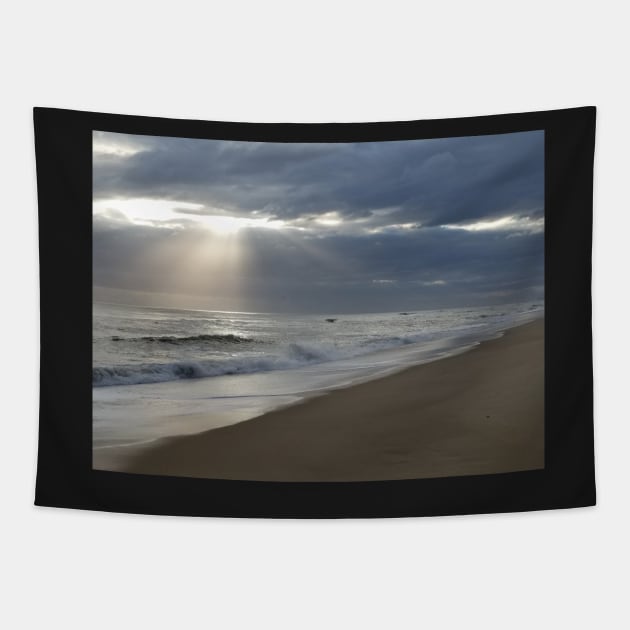 Early morning on the beach at Nags Head, North Carolina Outer Banks. Tapestry by tgass