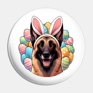 Belgian Malinois Enjoys Easter in Bunny Ears Pin