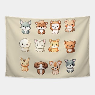 Farmyard Fun with Kawaii Animal Designs Tapestry