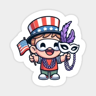 A Whimsical Tribute to American Culture in Cartoon Style T-Shirt Magnet