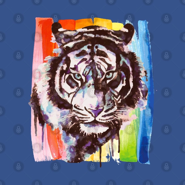 Tiger Art - Gay Pride - Rainbow - Watercolors by BabyYodaSticker