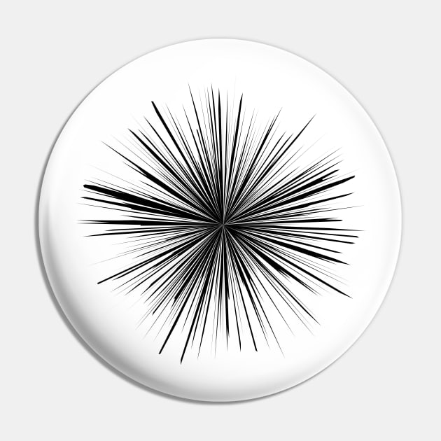 Circular Spikes Geometric Abstract Black and White Pin by k10artzone