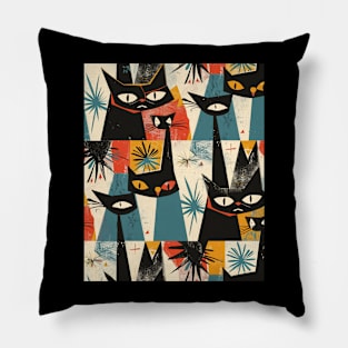 Mid-Century Cat Real Estate Pillow