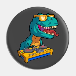 T-Rex DJ Party Club Funny Dino Disk Jockey EDM Dance Club Pin