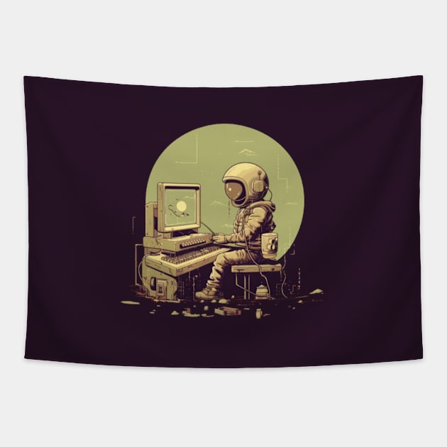 Programmer, retro computer, software developer, gift present ideas Tapestry by Pattyld