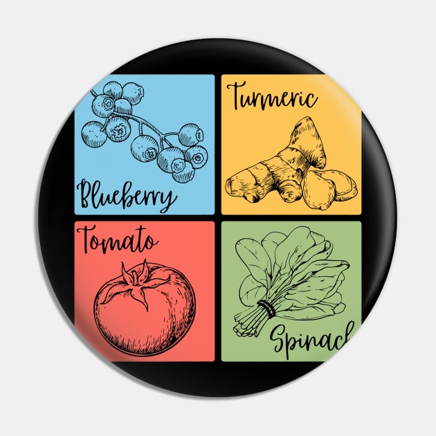 Artistic Herb and Floral Retro Collage Pin by TuncGK