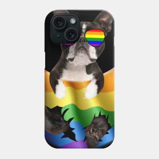 Boston terrier In Pocket LGBT Pride Flag For Dog Lovers Phone Case