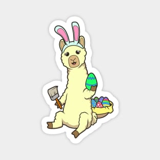 Easter - Cute llama painting Easter eggs Magnet